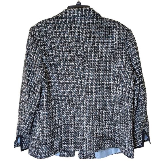 Worthington Blue, Black, White Tweed Lined Women's Blazer Coat - Size 20W - Picture 2 of 8